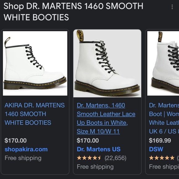 DR. MARTENS 1460 SMOOTH WHITE BOOTIES size 6 - Picture 2 of 6